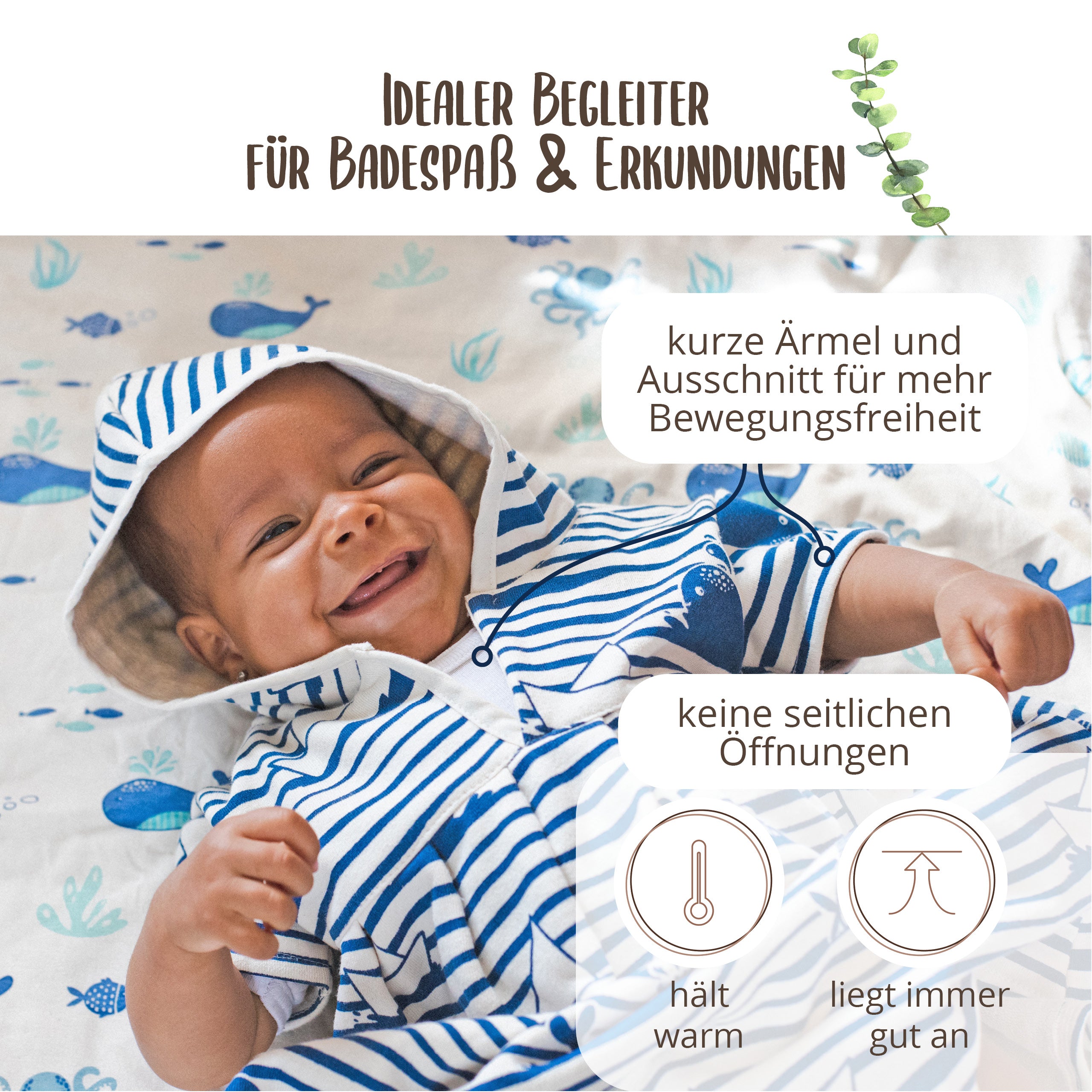 Baderobe - Fische & Boot blau
