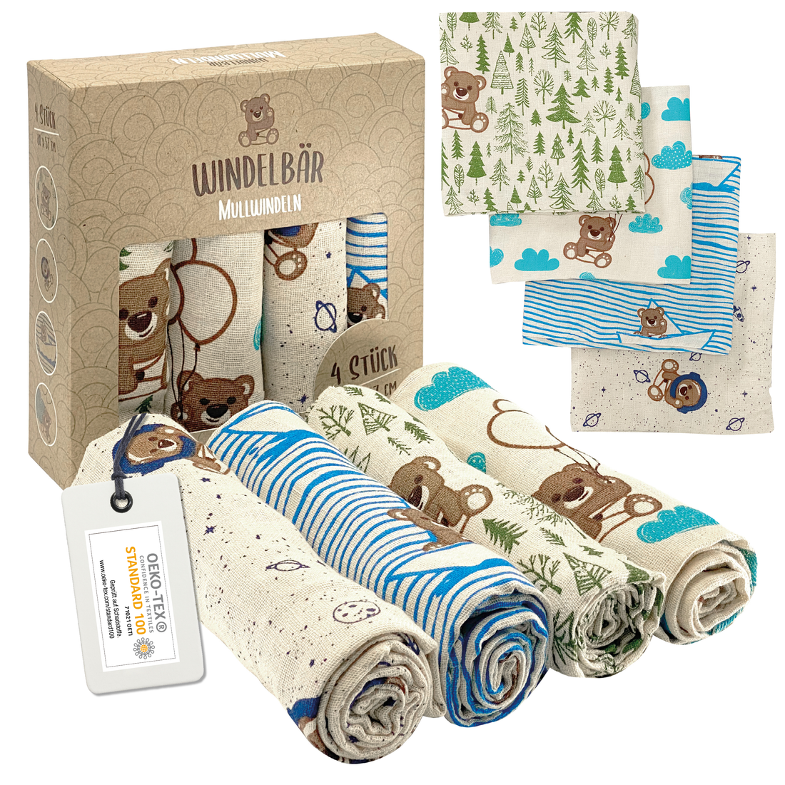 Mullwindeln - 4er Set