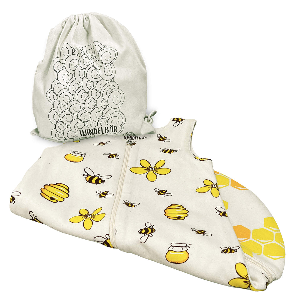 Windelbär Schlafsack Design Bienen mit Stoffbeutel als Verpackung