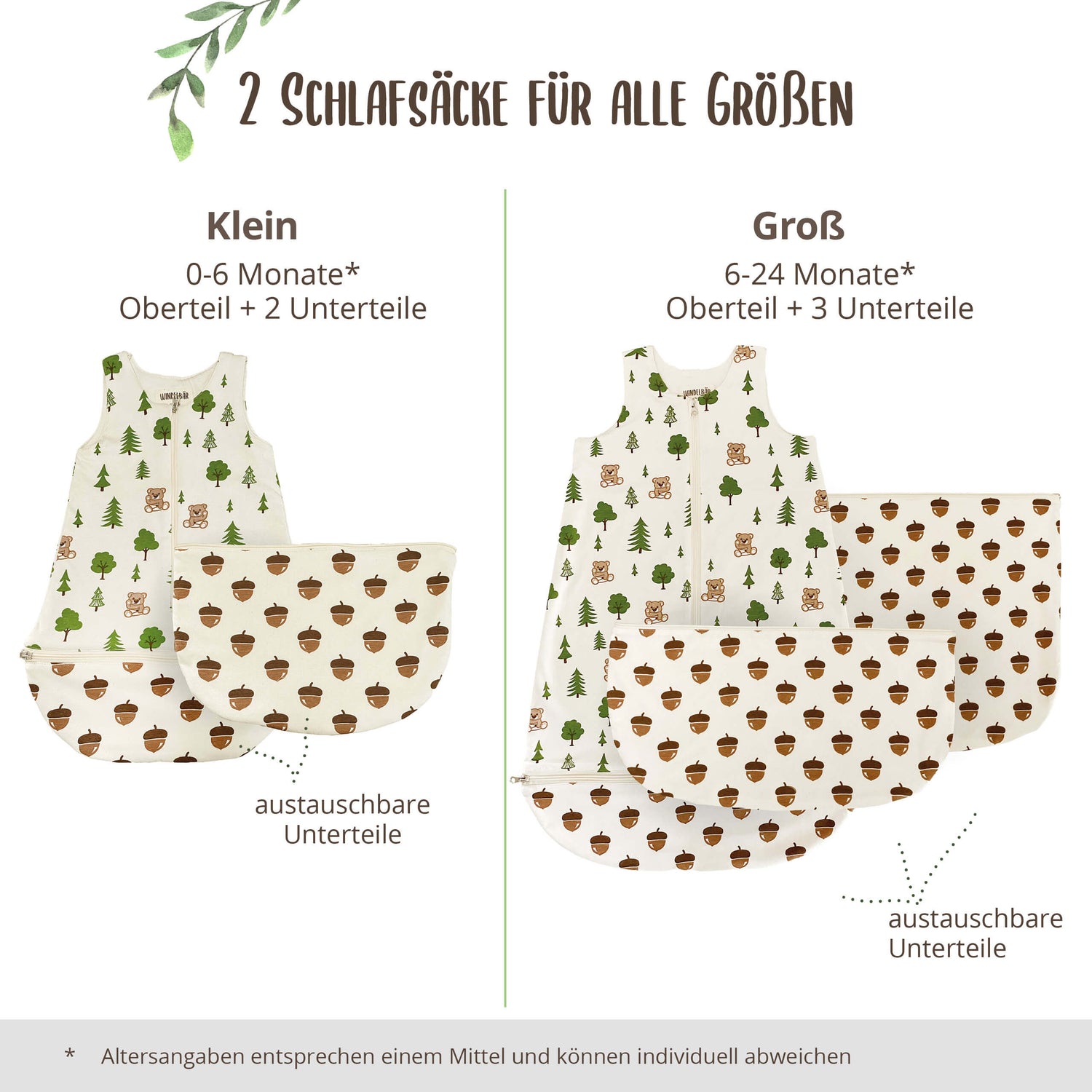 schlafsack 3-6 monate Schlafsack Wald mitwachsend